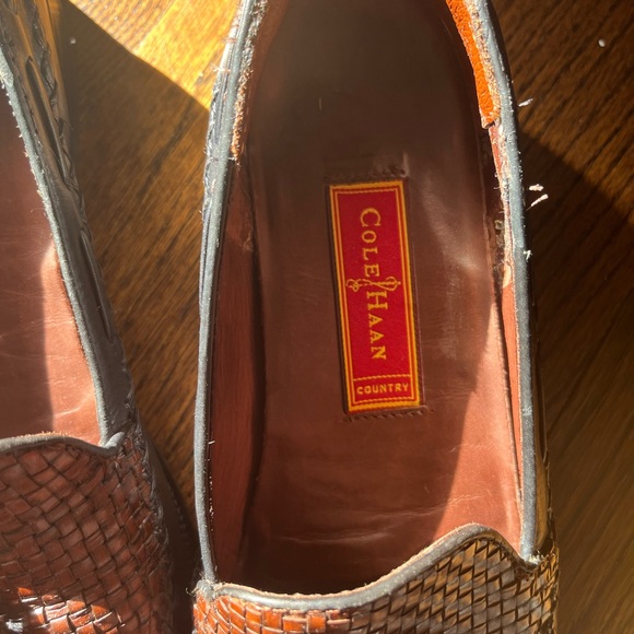 Cole Haan Brown and Black Woven Tassel Loafers - Picture 4 of 8